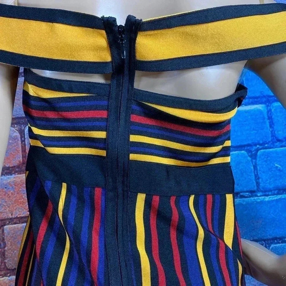 Fashion Nova Dress Midi Small Multicolor Large Open Back Stripe - Picture 7 of 8